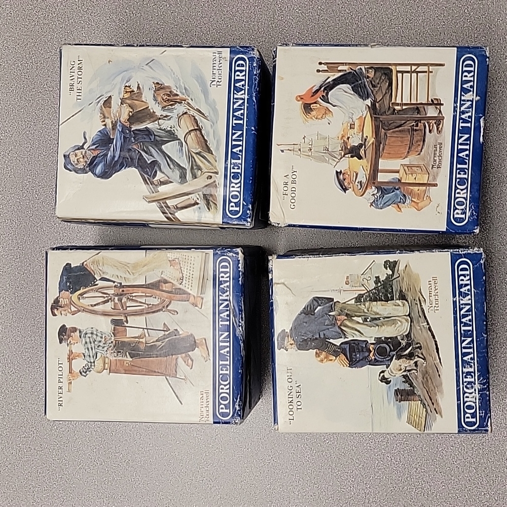4 Norman Rockwell's Seafarers Collection Porcelain Tankards
